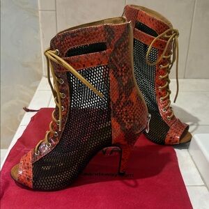 Dance and Sway Fashion Orange and Black “YXZJ” Stiletto Dance Shoes. NWT